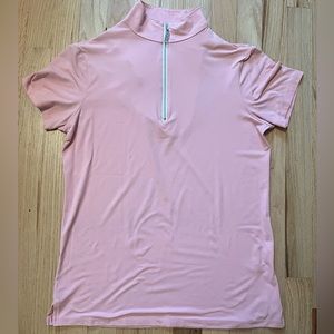 tailored sportsman short sleeve quarter zip pink shirt